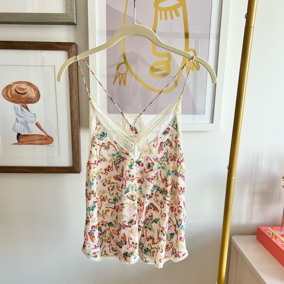 Zadig & Voltaire Tops - Zadig & Voltaire • silk butterfly cream floral camisole • M